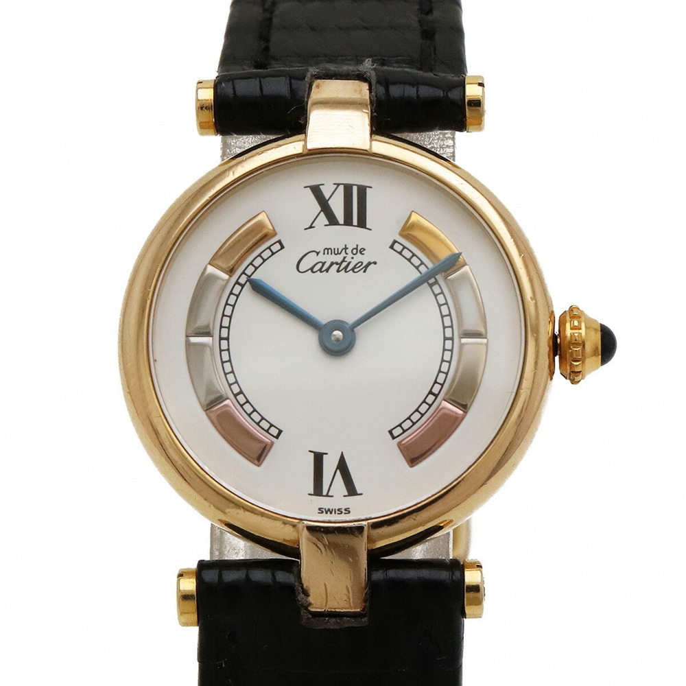Cartier Must VLC Vermeil SV925 GP White Dial Three Color Women's Quartz Wrist... - Picture 4 of 8